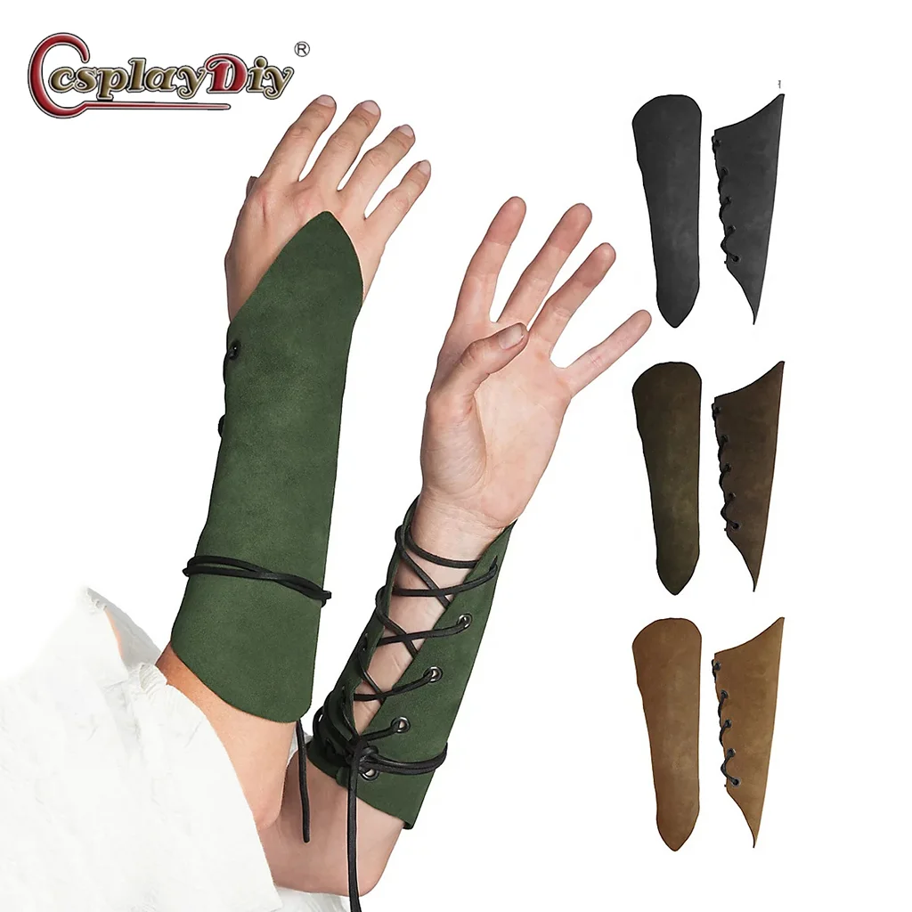 Cosplaydiy Medieval Knight Wristbands Lace Up  Archer Arm Gear Aceessories Female Hunter Shooting Hunting Pull Bow Arm Protector