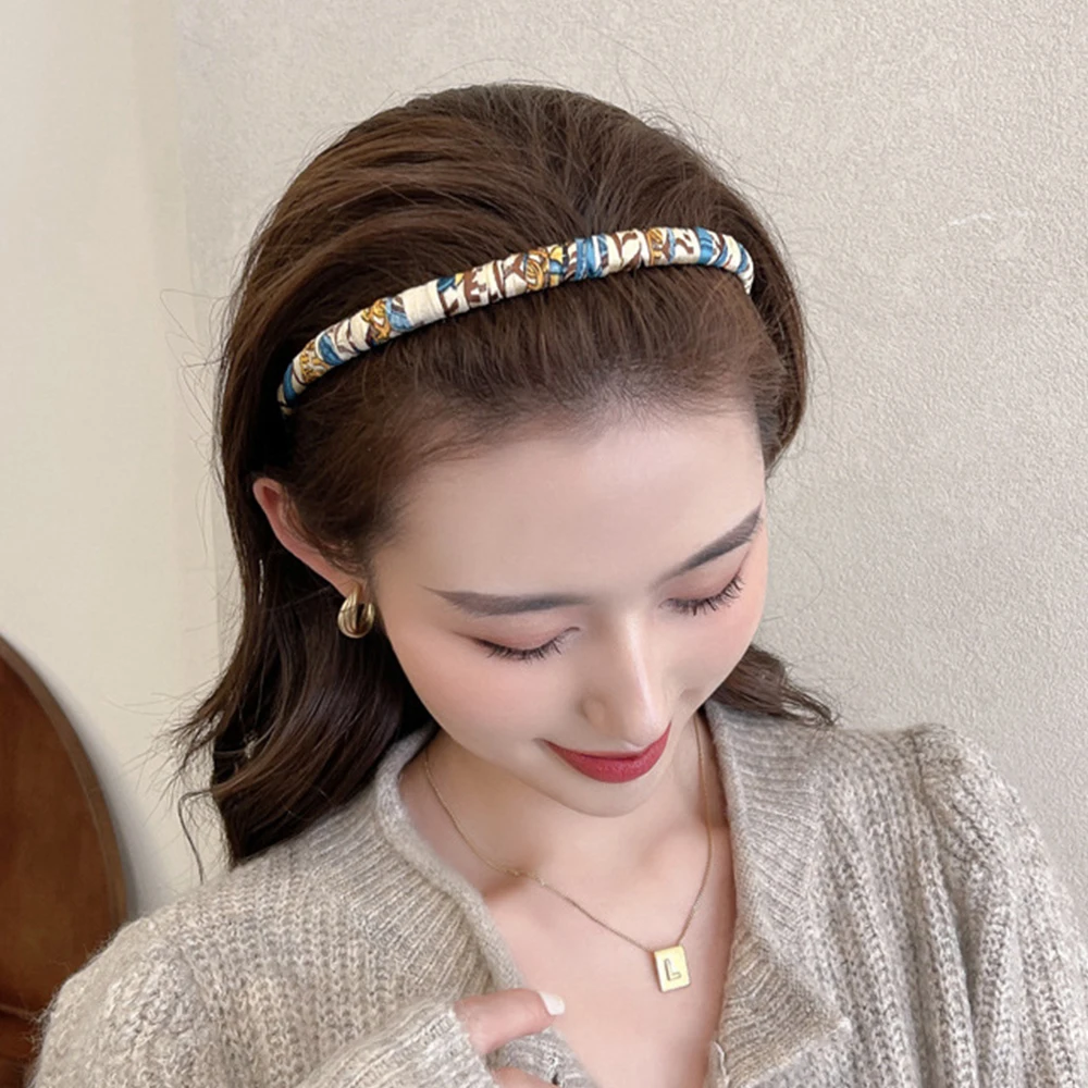 Fashion Women Girls Headdress Print Cloth Headband Wrap Hair Hoop Bezel With Teeth Female Hair Accessories Hairband Headwear