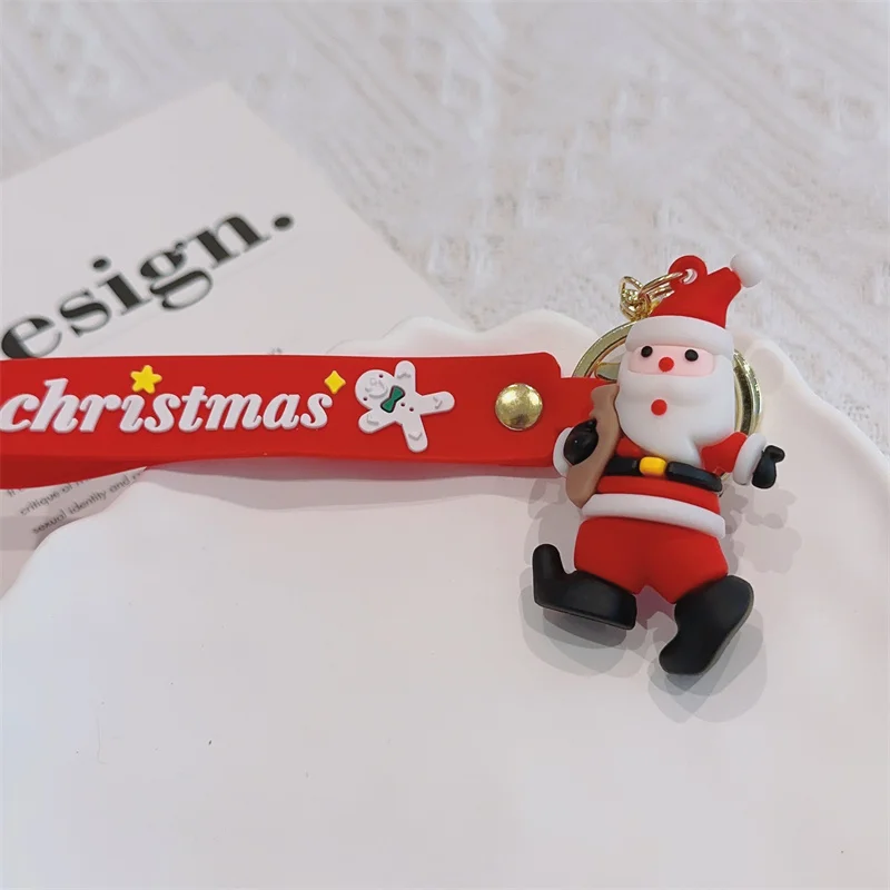 Christmas Gifts Silicone Keychain Christmas Tree Snowman Accessories Pendant Cute Soft Glue Doll Cute Key Rings Jewelry Gifts