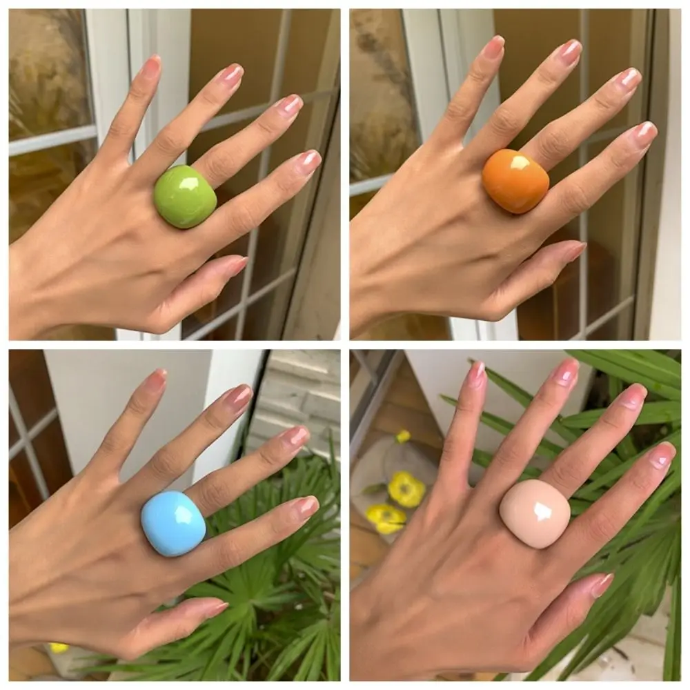 Temperament Colored Acrylic Ring New Fashion Women Men Resin Rings Geometric Square Ring Personality Simplicity jewelry 2025