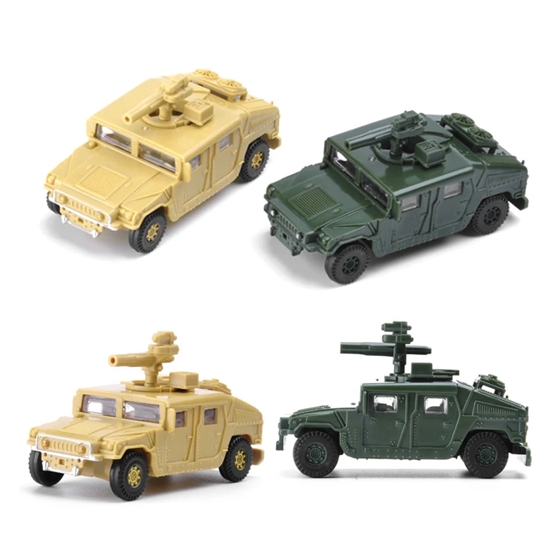 Hummer Military Vehicle 2Pcs/Set 1:72 Assembled Military Model DIY Scene Car Toy Assembly Military Model Glue Free Chariot A34