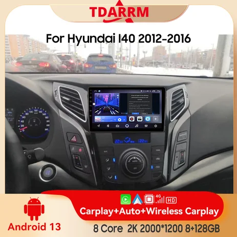 2 din for Hyundai I40 2012-2016 Android 13.0 6+128G Multimedia Player Car Radio Wireless Carplay Android Auto Original Car Menu