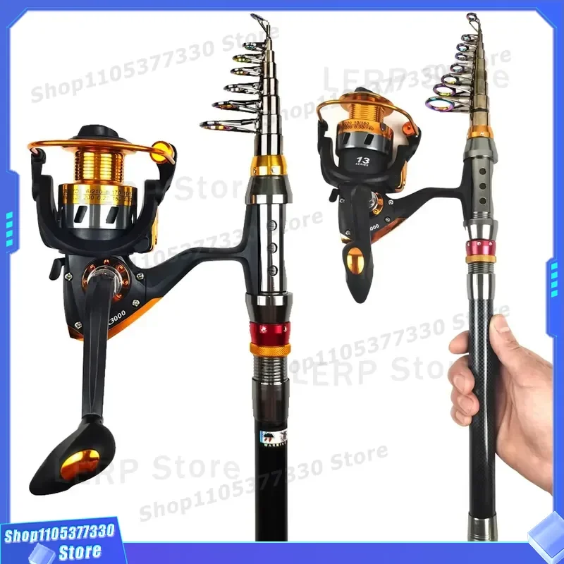 Sea Fishing Rod and Reel Combo Set 45-50cm Folding Hard Beach Casting Pole with Bait Box Customizable Length Full Gear Kit