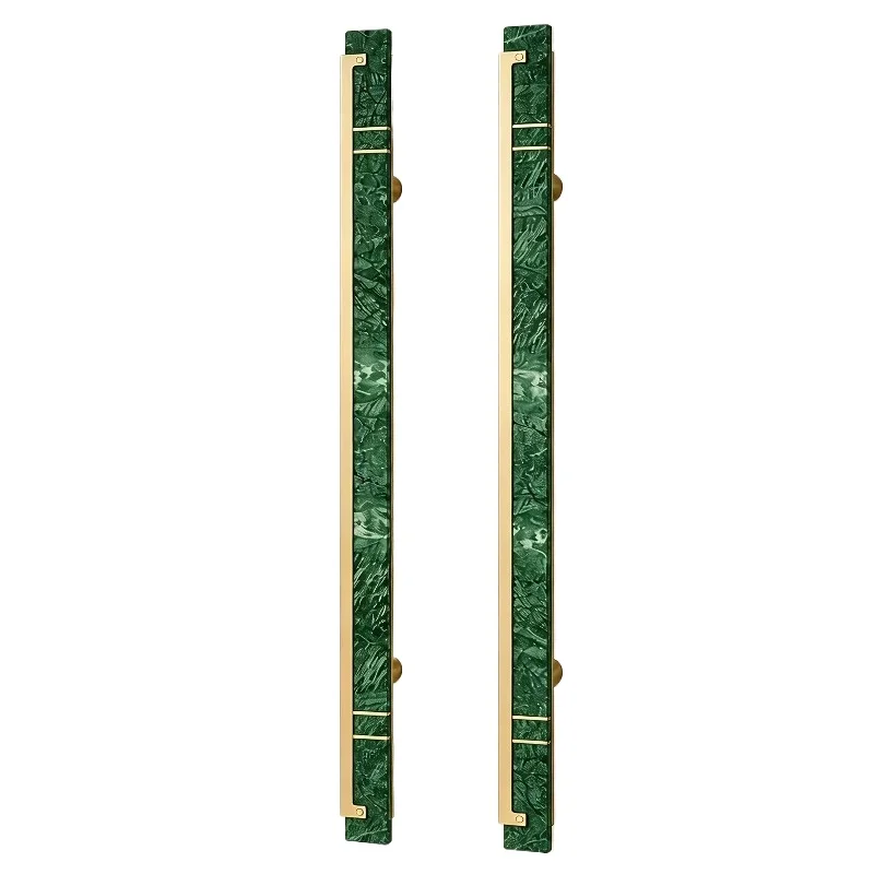 Antique Roman green marble door handle, luxurious frame glass, villa hotel