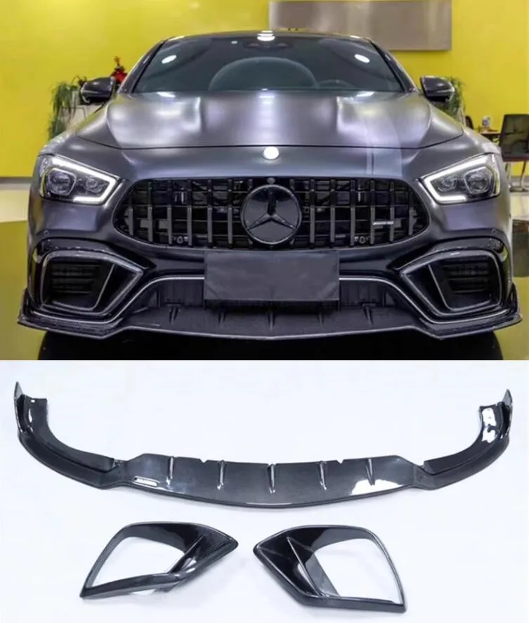 

Carbon Fiber Car Bumper Front Lip Spoiler Fog Lamp Air Vent Outlet Cover Body Kit For Mercedes Benz GT63 GT63S 4 Door 2019-2023