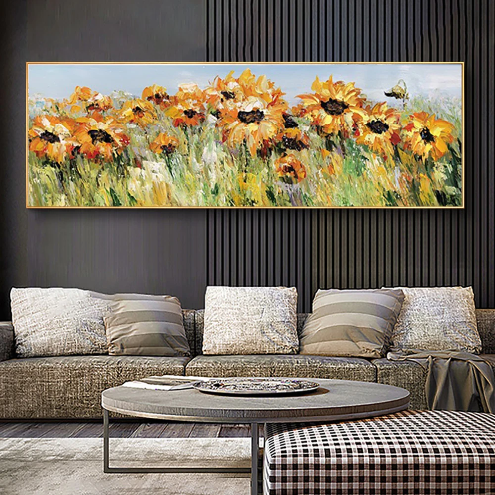 Large Hand Painted Abstract 3D Sunflower Fields Oil Painting Decoration Bedroom Living Room Asbtract Flower Wall Art Pictures