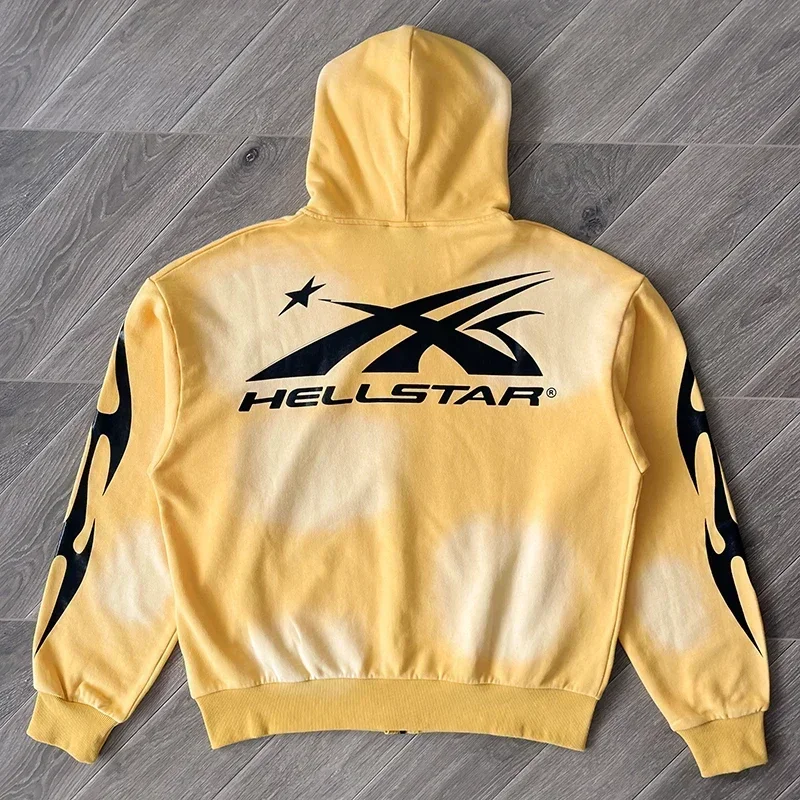 Hellstar Studios Sports Zip Up Big logo water wash zipper hoodie