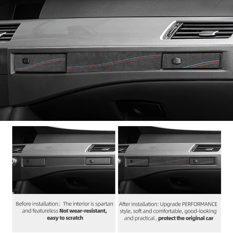 لسيارات BMW E60 E61 Series 5 مصنوعة من ألياف الكانتارا/ألياف الكربون الجلدية حامل الكأس لوحة الكسوة ملصق اكسسوارات السيارات الداخلية #5