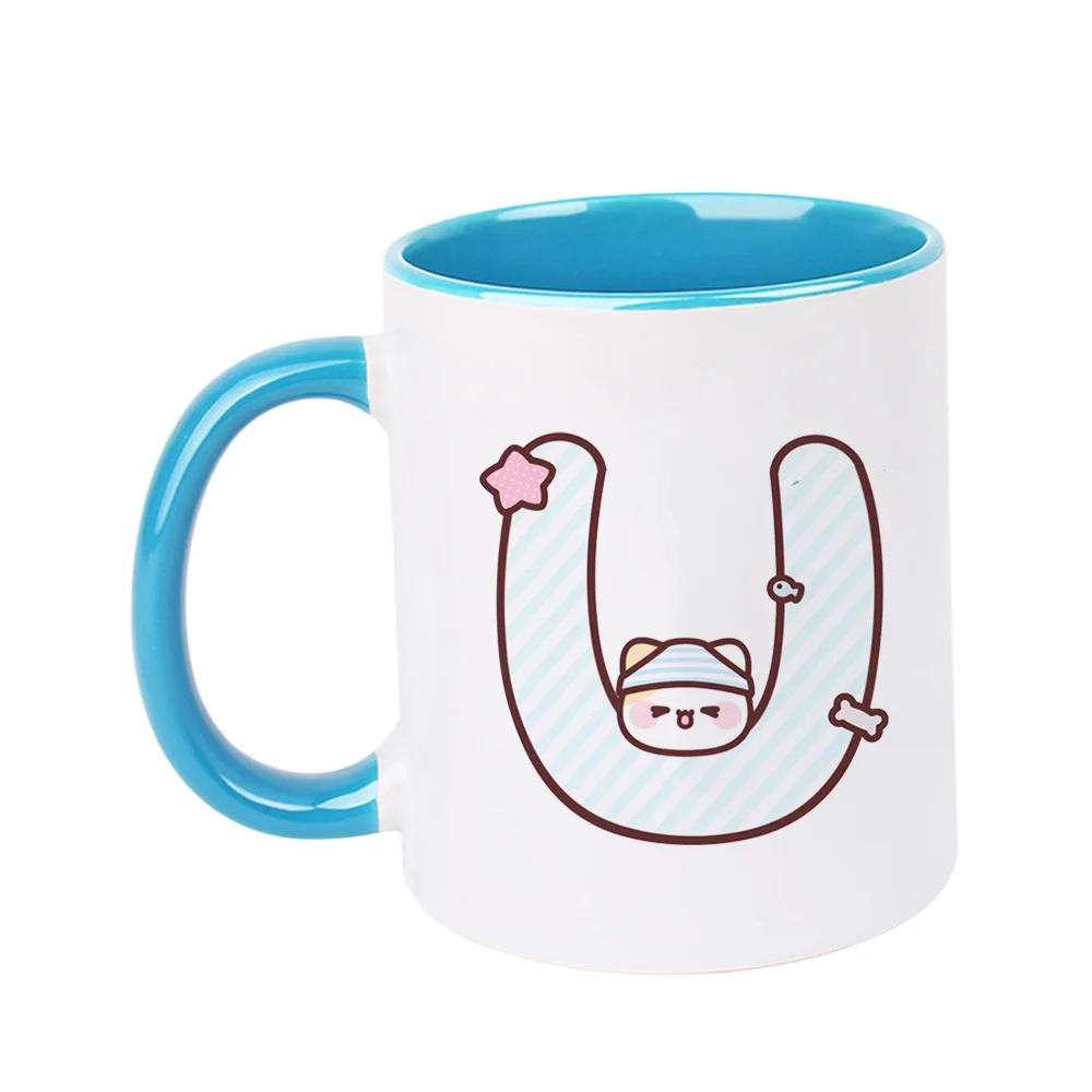 11oz Ceramic Coffee Mug with Cute Cat in U Shape Design Summer Office Home Use Birthday Holiday Present Camping Tableware