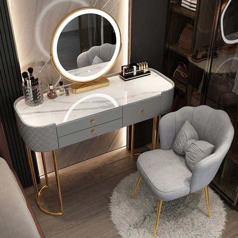 Makeup Luxury Dressing Table Mirror Led Light Salon White Dressing Table Storage Bedroom Comoda Pra Quarto Home Furniture