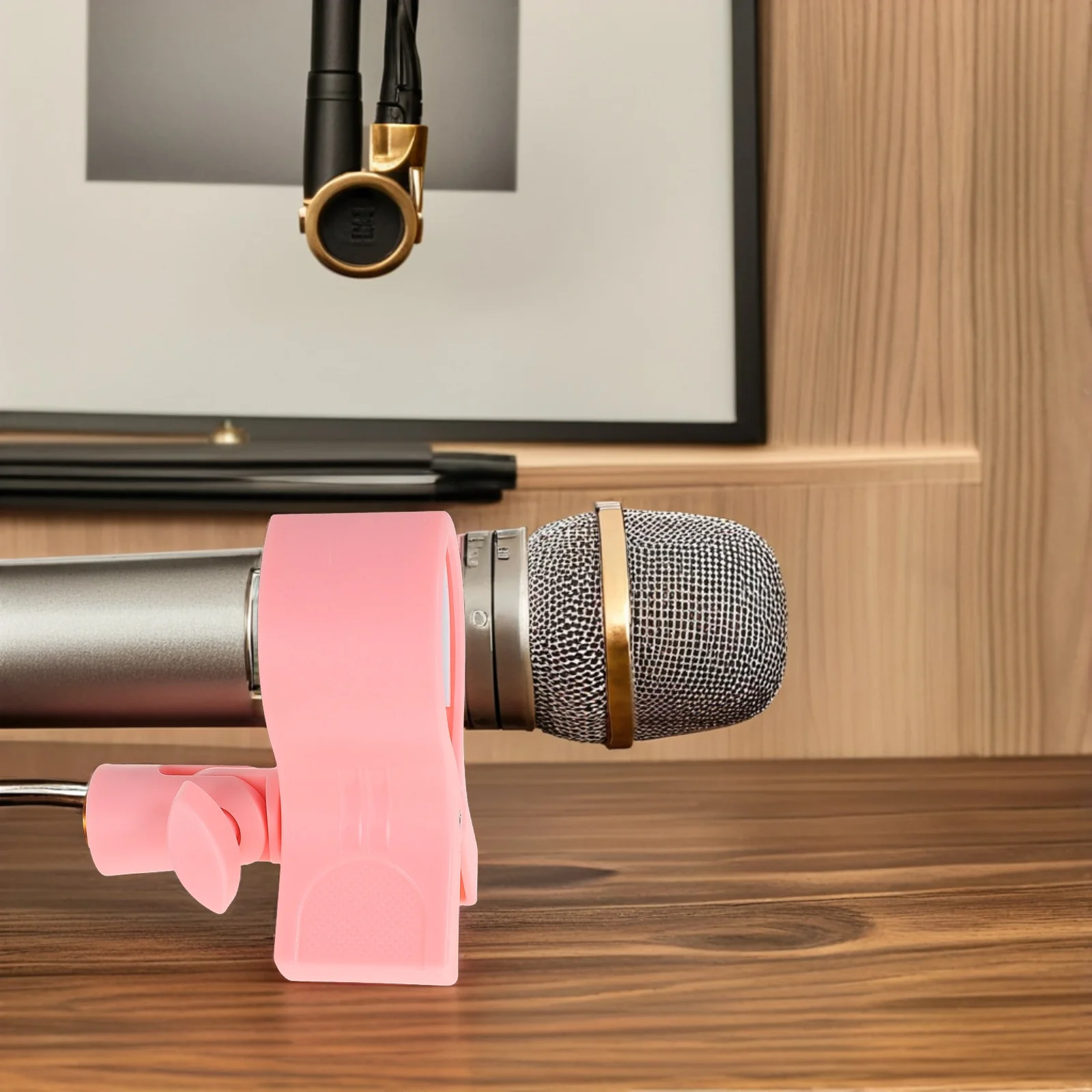 

Desktop Microphone Clamp 3/8 Inch Copper Thread Pink Mic Clip For Stand Universal Tabletop Mount - Mic Desk Holder Clamp