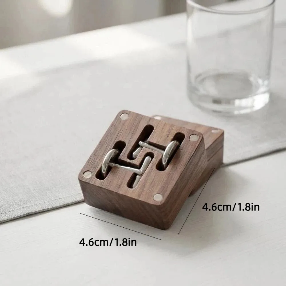 Magnetic Closure Walnut Cufflink Box Personalized Solid Cufflink Organizer Exquisite Flip‑top Wood Magnetic Closure Storage 6