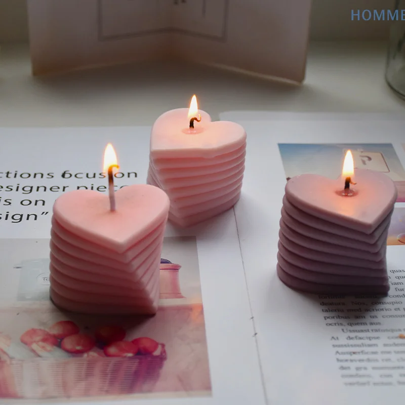 

1Pc 3D Heart-shaped Candle Silicone Mold DIY Handmade Stacking Love Candle Gypsum Process Resin Soap Cake Decoration Mold