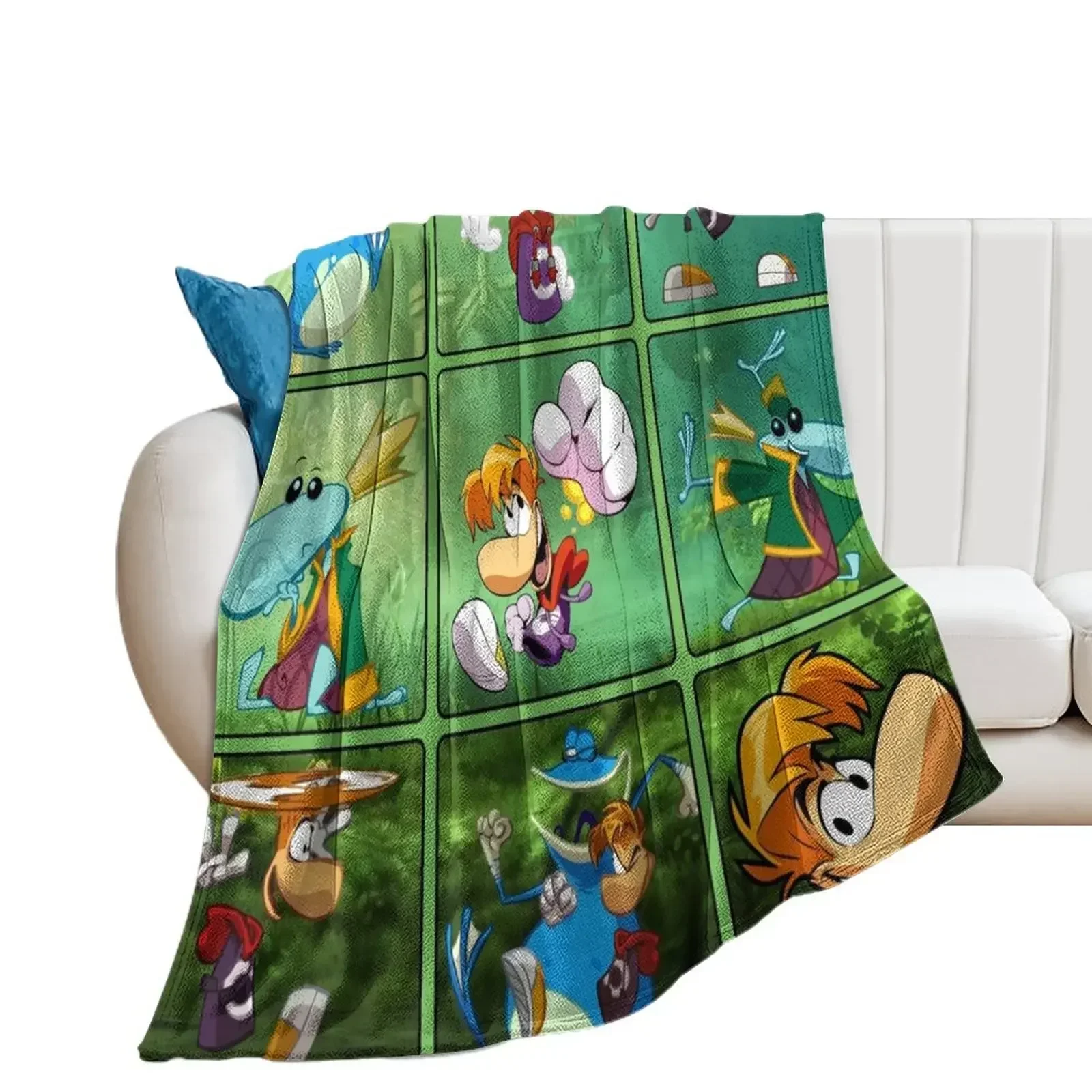 Rayman characters squares Throw Blanket Flannels Stuffeds Blankets