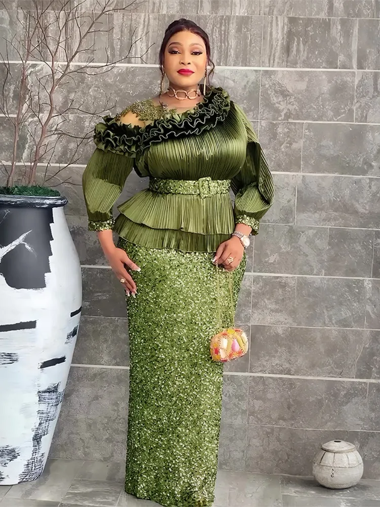 

Африканское вечернее платье больших размеров с блестками Dashiki, сексуальное облегающее длинное элегантное мусульманское свадебное вечернее платье для женщин 2026