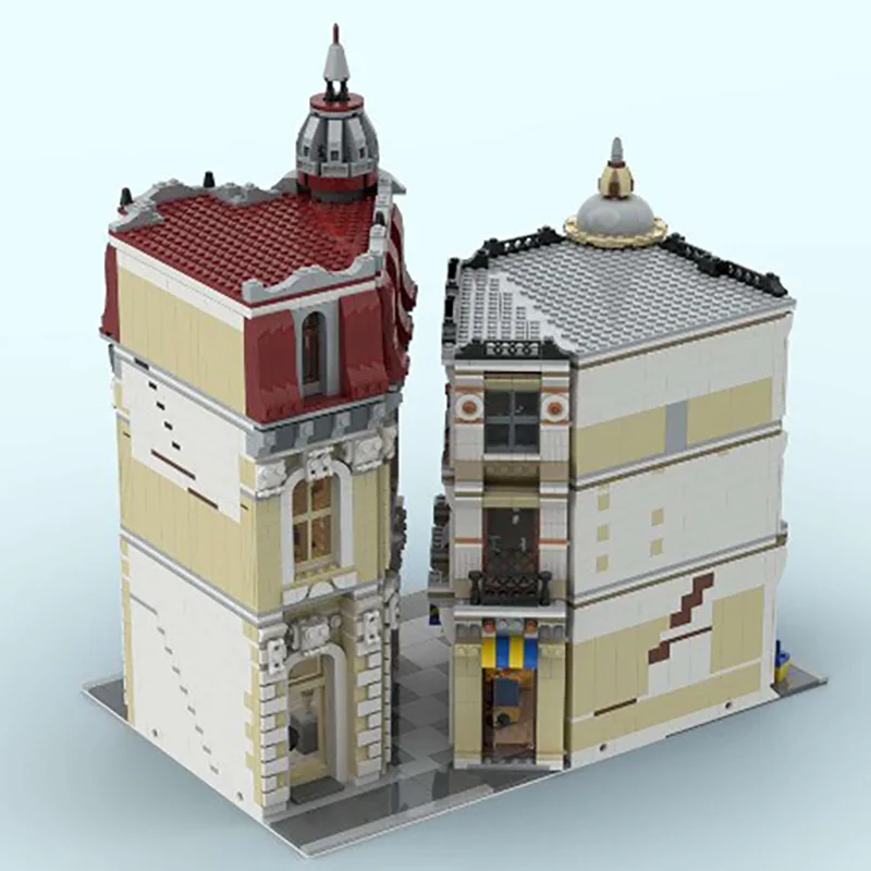 Moc Bouwstenen Hoek Alley Model Technologie Bakstenen Stad Street View Model DIY Montage Speelgoed Construstion Vakantiegeschenken