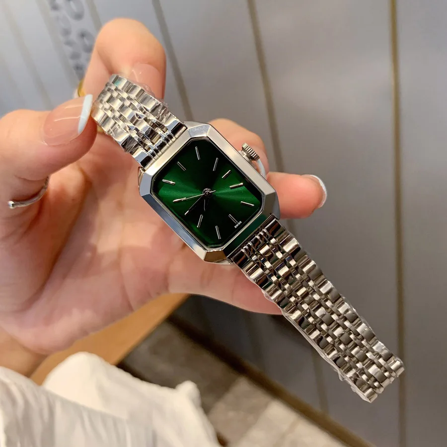 Fashion Brand Wrist Watches Women Girl Ladies Pretty 23mm Rectangle Style Dial Steel Metal Band Quartz Luxury Clock R211