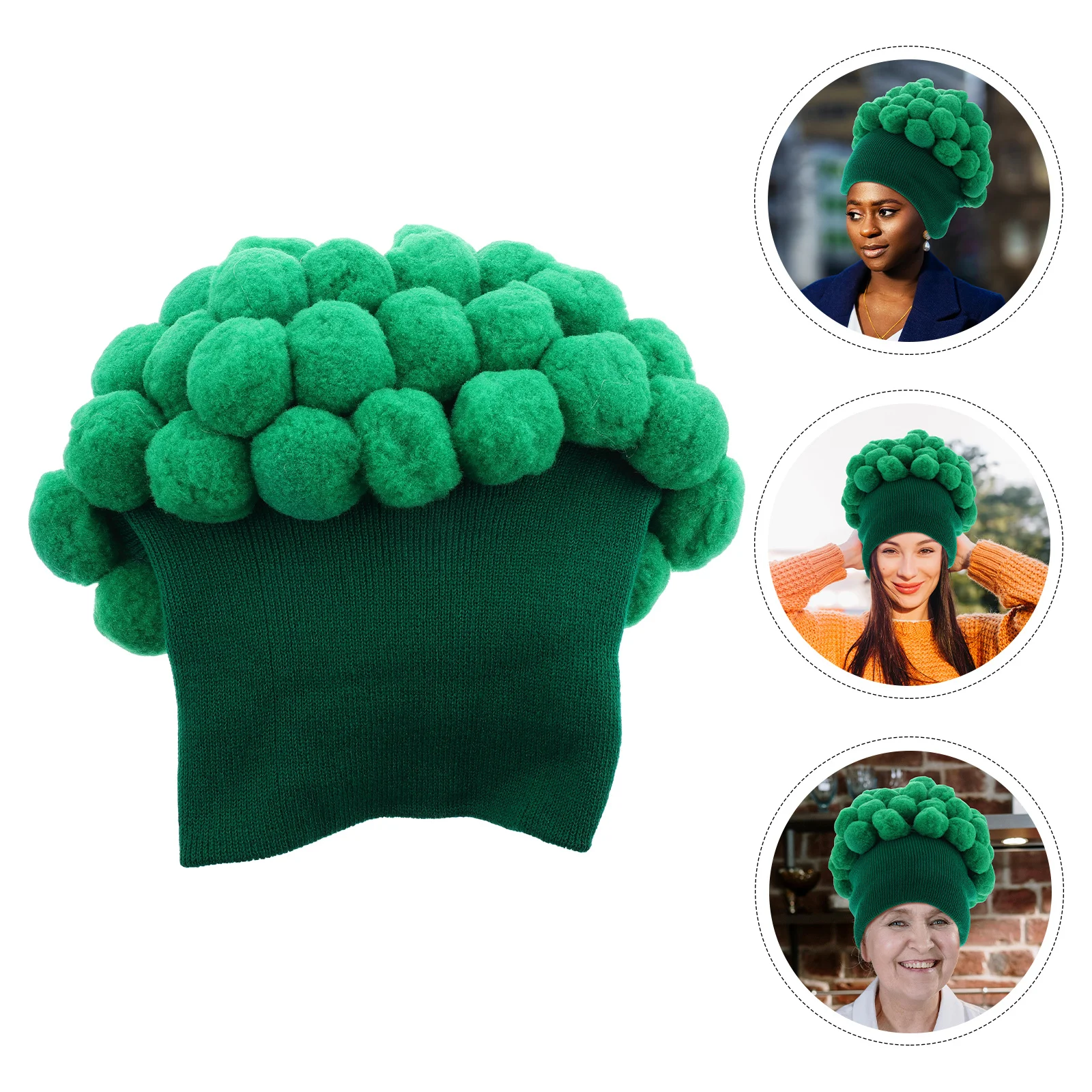 

Funny Broccoli Hat Knitted Vegetable Costume With Pom Warm Crochet Headgear For Cosplay Party Photo Prop Kawaii