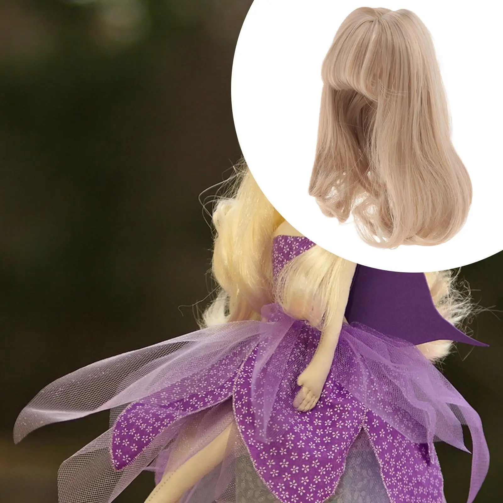 

BJD Doll Wig Dolls Accessories Parts High Temperature Silk Fashion Long DIY Crafts Replacement for Head Circumference 15-17cm