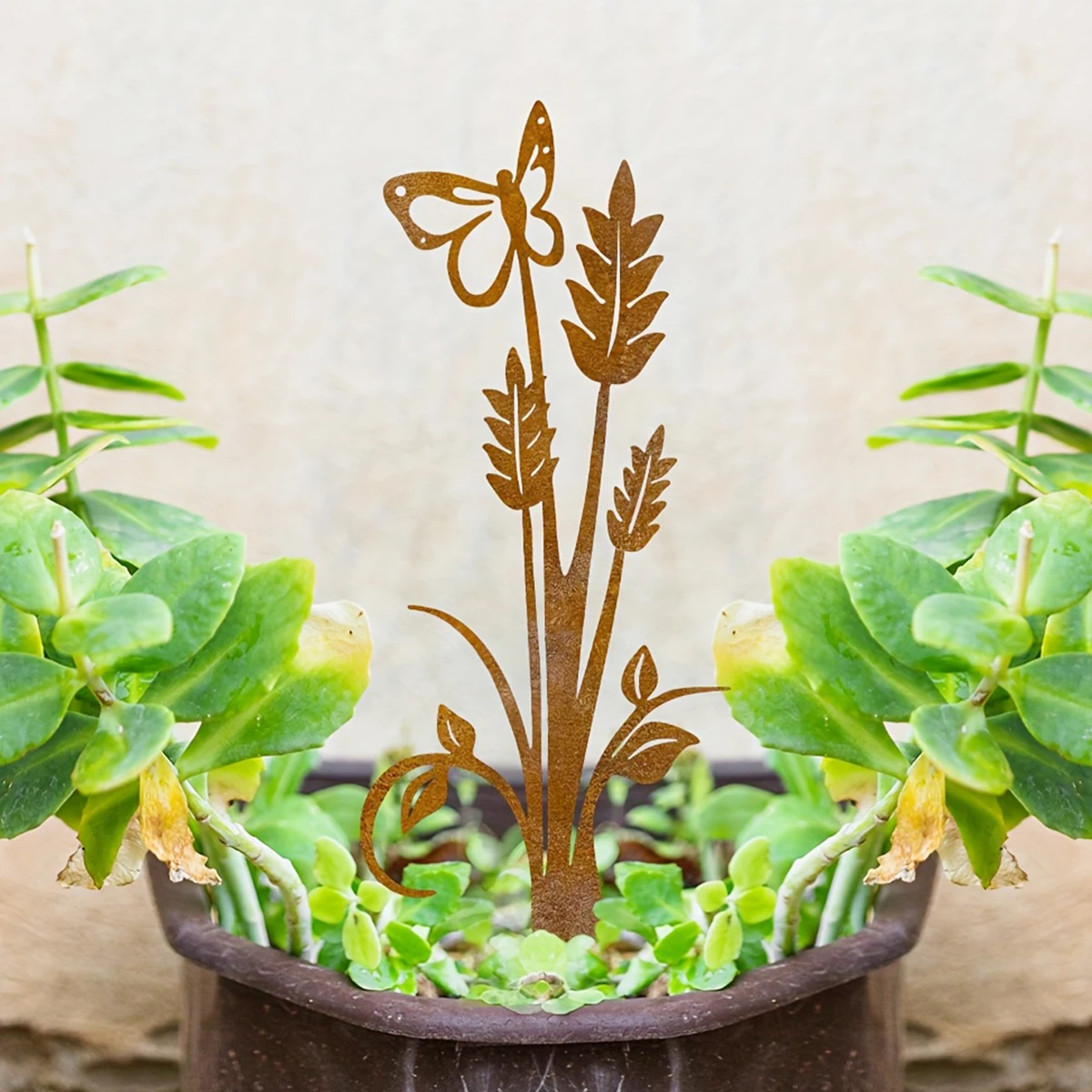 1Pc Wrought Iron Garden Pile Decorative Ground, Country Garden Theme, Suitable for Outdoor and Interior Decoration, Fence, Flower Bed, Balcony Unique Christmas Gifts, Garden Decorations