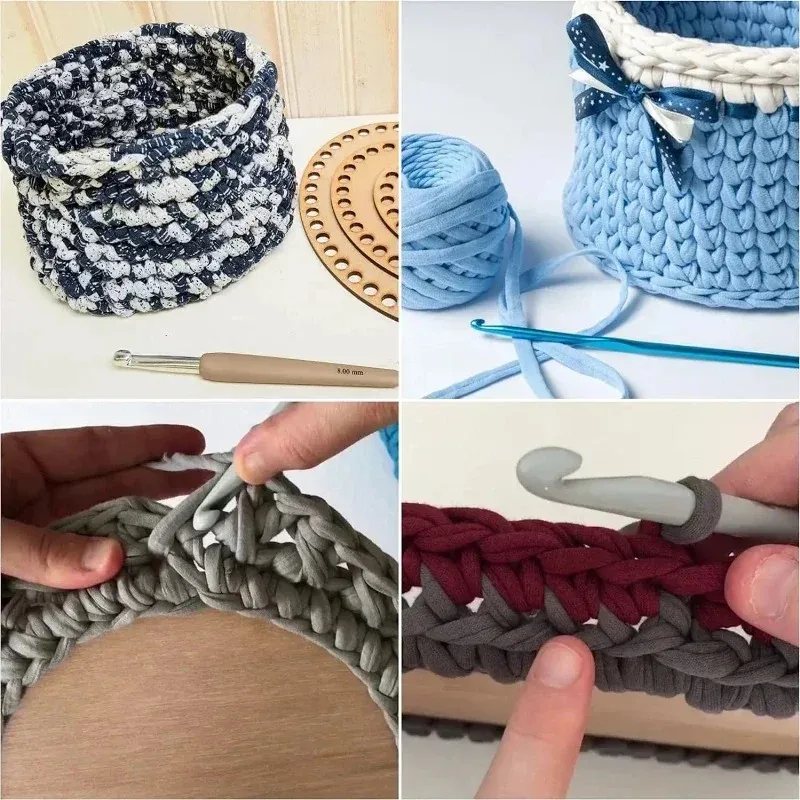 

2026-Crochet Basket Wood Base Round Heart Shape Wooden Bottom Blank Hand Woven Cross Stitch DIY Craft Basket Accessory