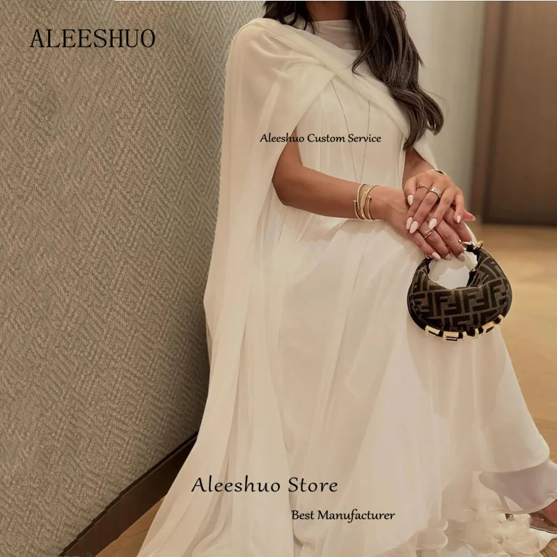 Aleeshuo Elegant Chiffon A-Line Prom Dress Pleated Sleeveless Illusion Strapless Evening Dress Floor-Length Dress Customized