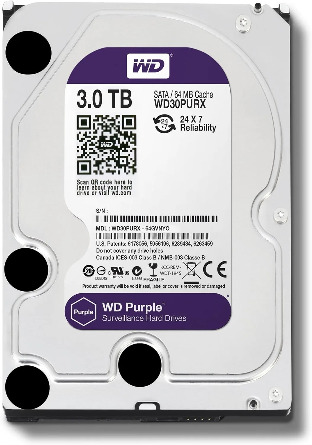 WD Purple 4TB 3TB 2T Surveillance HDD 64M Cache SATAIII 6.0Gb/s 3.5