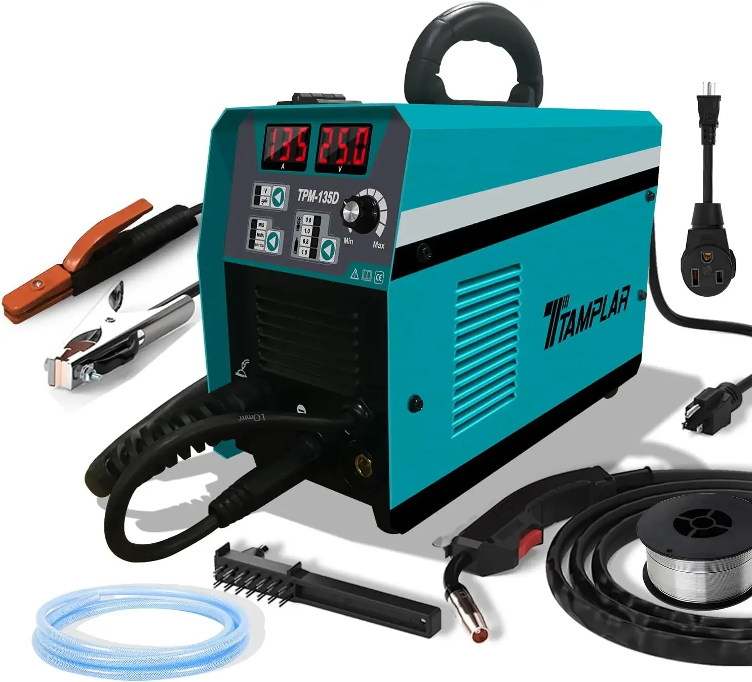 

Сварочный аппарат MIG 135А, 110В/220В, двухрежимное напряжение, 4-в-1: для сварки флюсовой проволокой, дуговой сварки (MMA), Lift TIG, IGBT инверторный, с газом и без газа