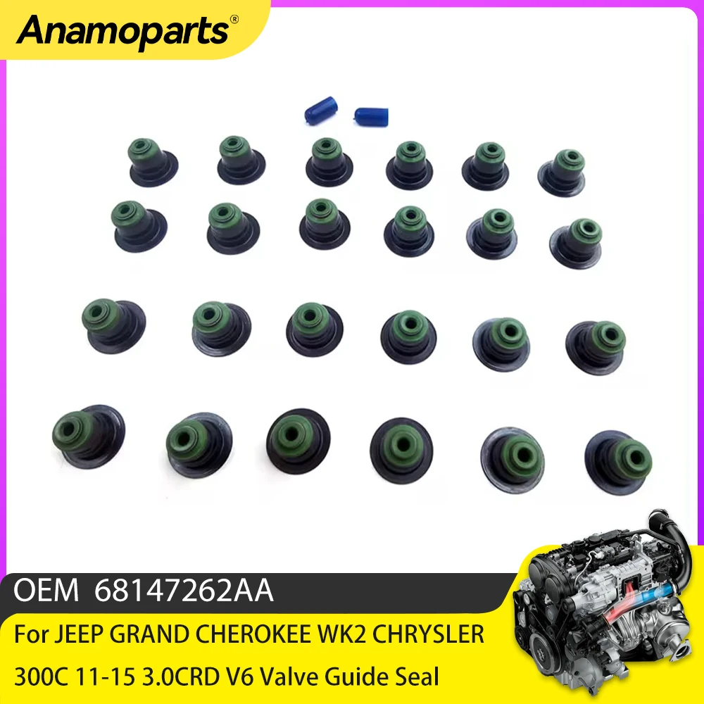 24pcs Valve Stem Seal 68147262AA For JEEP GRAND CHEROKEE WK2 CHRYSLER 300C 11-15 3.0CRD V6 Valve Guide Seal