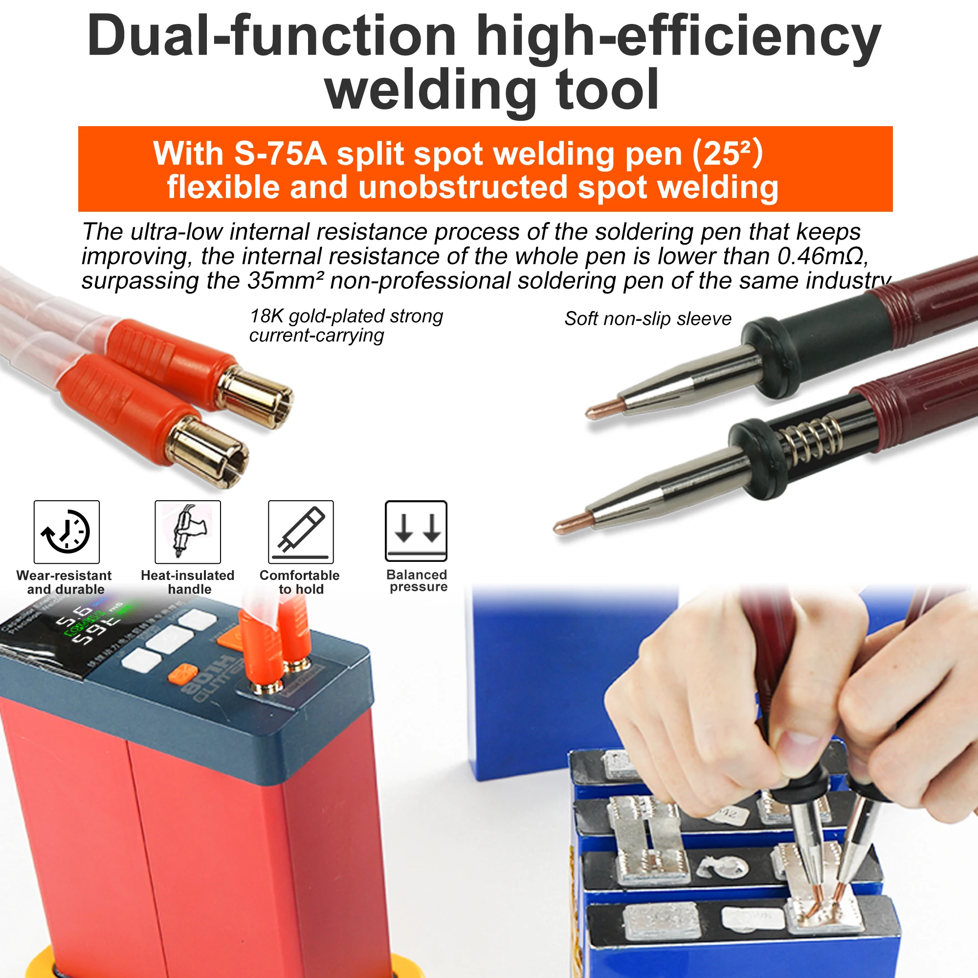 GLITTER 801H Capacitor Spot Welding Machin 3500A 21kw Aluminium To Nikel Battery Spot Welder 110-220v Pulse Butt Spot WKit