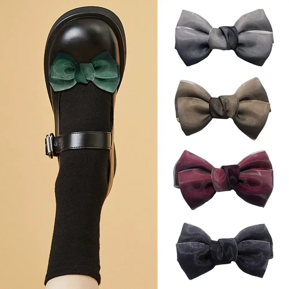 1pcs Flannelette Removable High Heel Charm Buckle Shoe Decorations Clip Bow Ribbon Shiny Clips