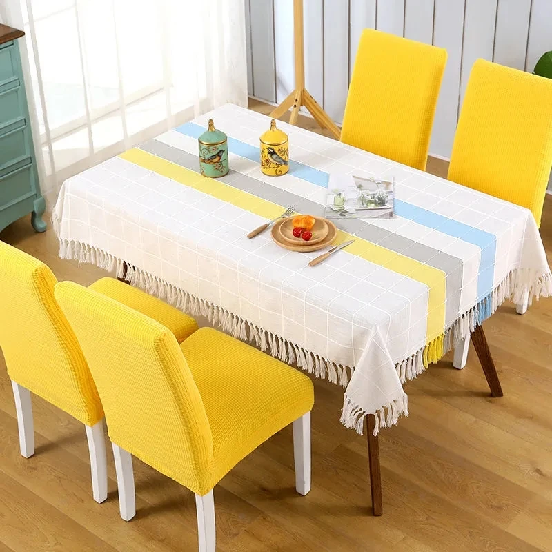 Nordic Style Rectangle Tablecloth Chair Cover Simple Elastic One-piece Chair Cover Household Tablecloth Chair Cover Sets