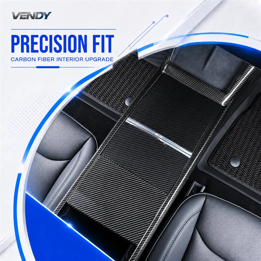 Real Carbon Fiber For Tesla Model Y Juniper 2025 Model 3 Highland Center Console Panel Interior Frame Cover Trim Accessories