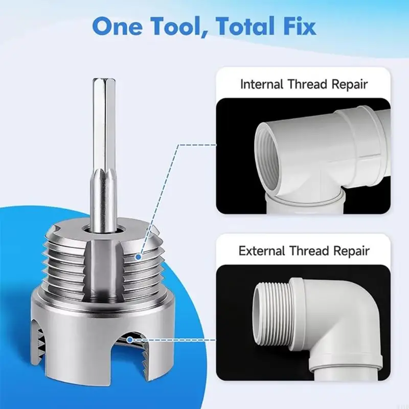 PVC Pipe Threading Tool Set With 3 Size Internal External Threader Drive Rod Sealing Tape For PVC Pipes Repair M4YD