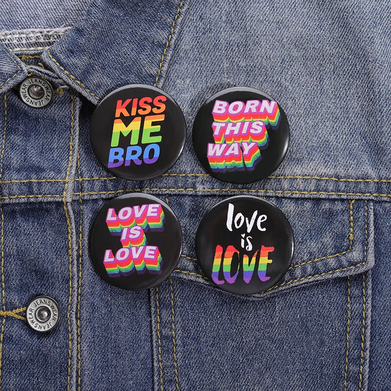 LOVE is LOVE Soft Button Pin Bright Printed Icon Rainbow Gift Lesbian LGBT ALL LOVE is EQUAL Badge Pride Gay Brooch