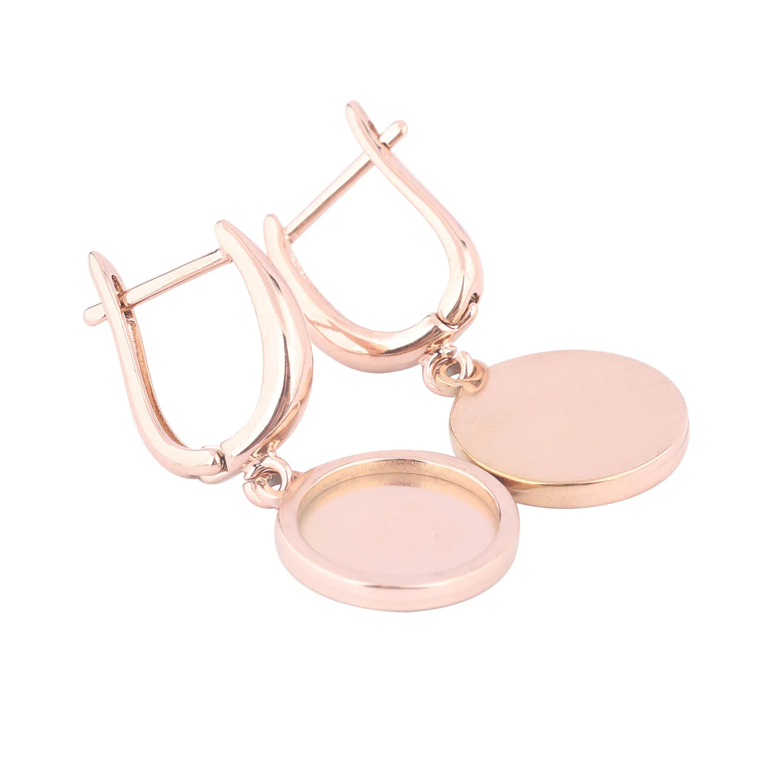 6pcs Stainless Steel Rose Gold Leverback Earring Clasp Hooks Findings 12mm Cabochon Earrings Base Setting Blanks Diy Accessories view 3