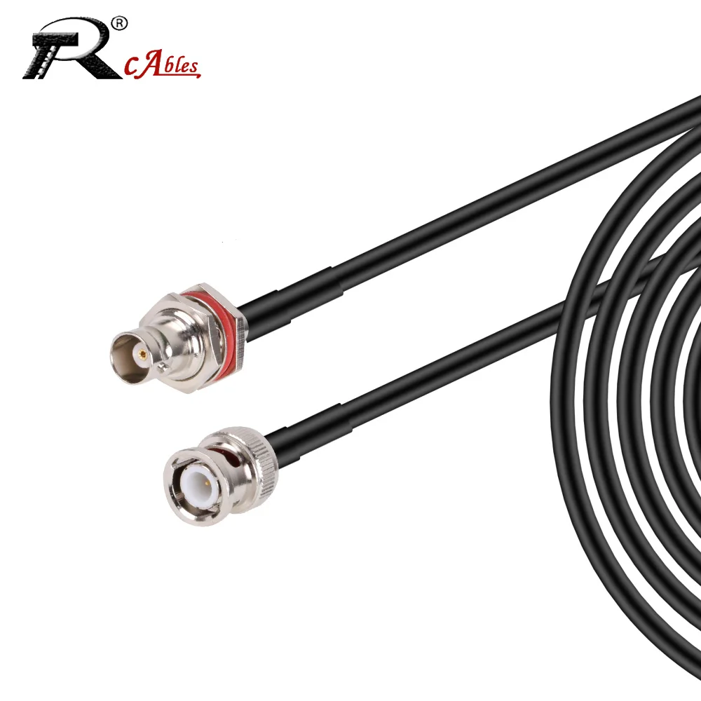 

RG58 BNC Male Plug to BNC Female Jack Bulkhead Crimp Connector RF Pigtail Coax Jumper Cable Wire terminals