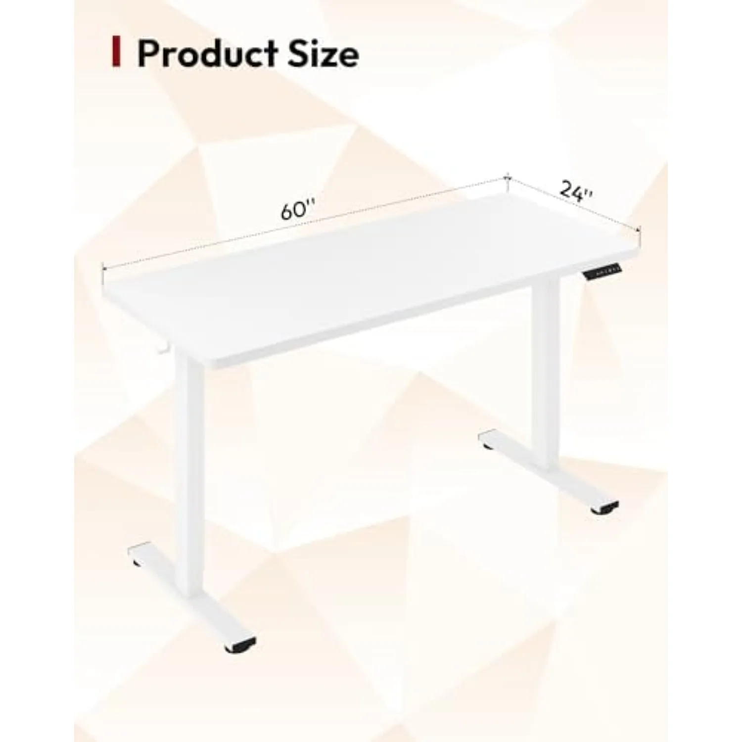 One-Piece 1'' Thick Height Adjustable Standing Desk 60''x24'' | Seamless Electric Adjustable Stand Up Desk Memory