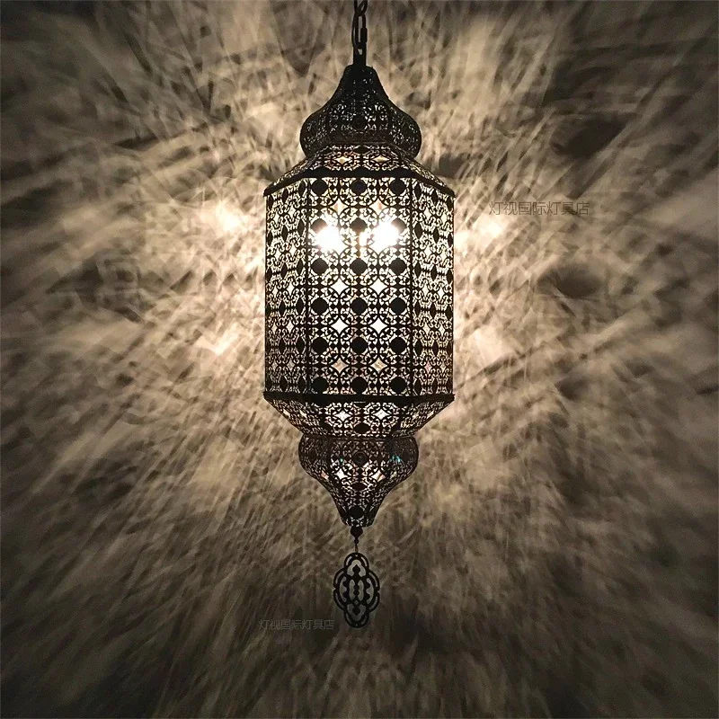 Southeast Asia Arabic Moroccan Pendant Light LED E27 Thai Vintage Retro Industrial Metal Hanging Lamp Loft for Living/Model Room