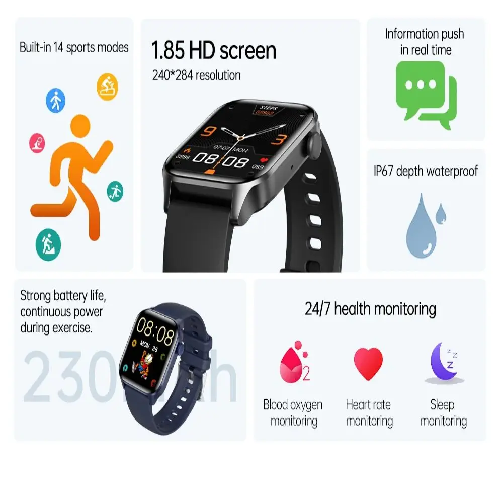 Smart Watch Women Men Fitness Tracker Heart Rate for iPhone Android Waterproof