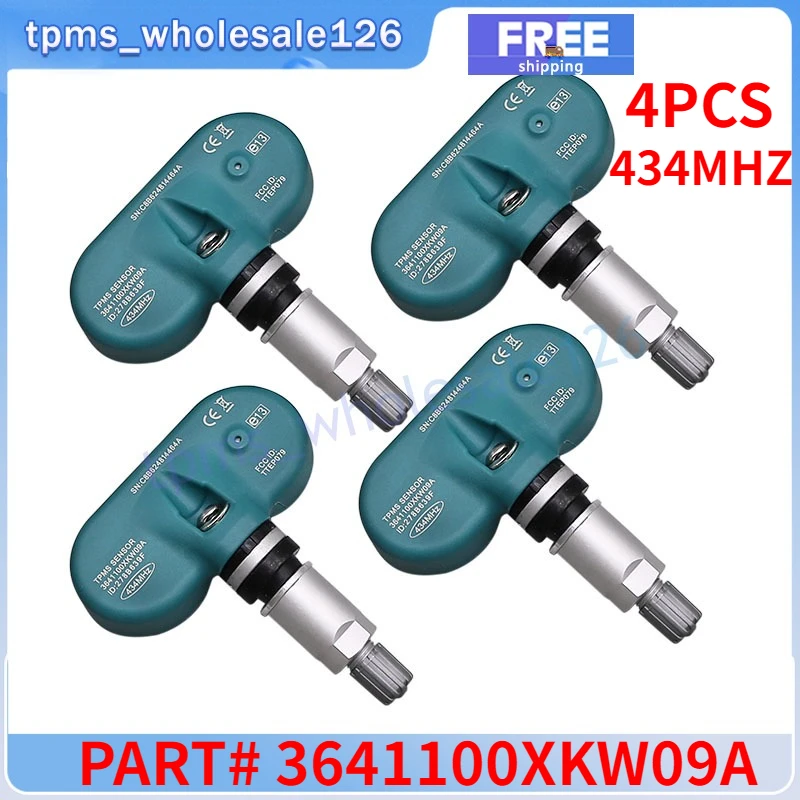 

3641100XKW09A Car Tire Pressure Sensor 4PCS For 2018-2020 GreatWall Voleex C30 EV C50 Wingle 5 2014-2021 Haval H1 H2 TPMS 434MHZ