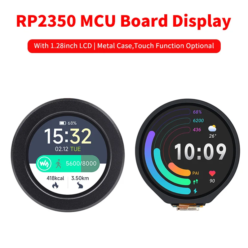 Rp2350 1.28 אינץ 'פיתוח לוח עגול שפתיים lycd כפול ליבה & דו-ארכיטקטורת המבוסס על פטל פאי rp2350 mcu