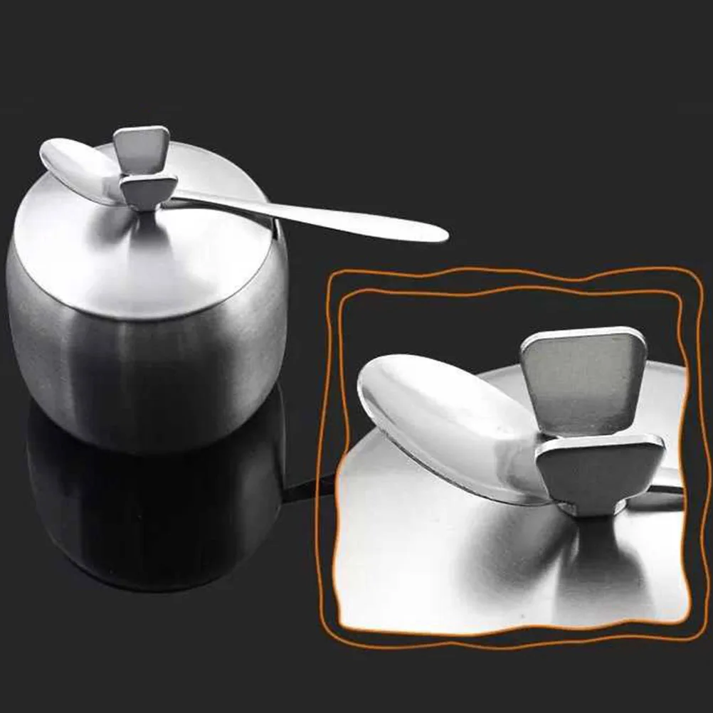 جرة توابل حديثة من الفولاذ المقاوم للصدأ 9.5 سم على شكل حرف V مقبض رفع لتخزين بهار المطبخ وعاء توابل أنيق