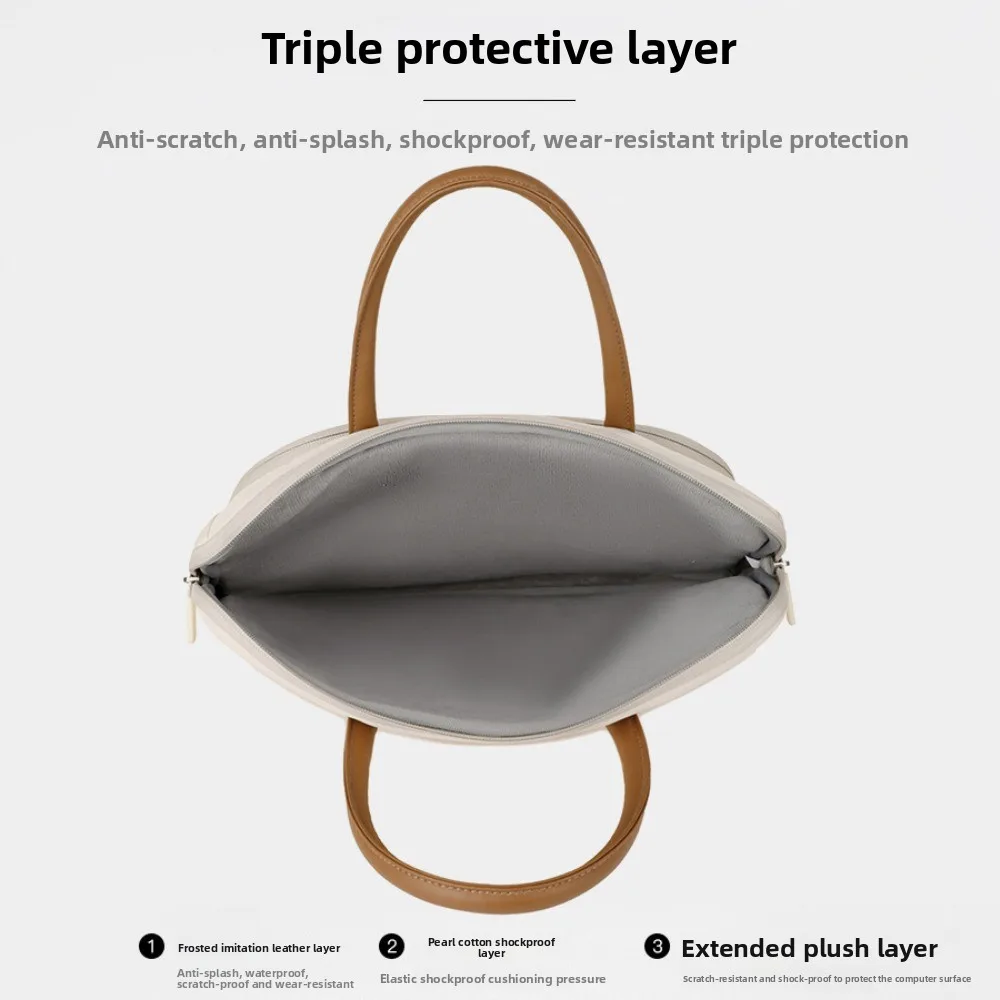 Mit Griff, tragbare Laptoptaschen, leichte, ultradünne Laptoptasche, Doppelreißverschluss, weiches Material, Notebook-Hülle, für den Bürogebrauch – Detail 8