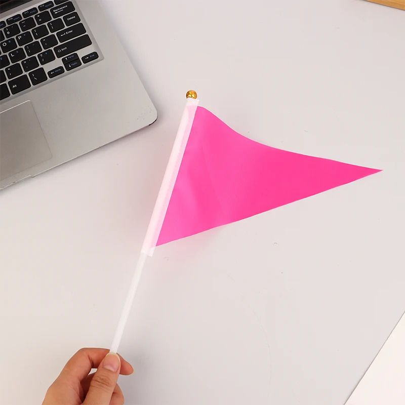 10Pcs Colorful Triangular Marker Flags with Plastic Poles Portable for Yard Lawn Garden Decoration