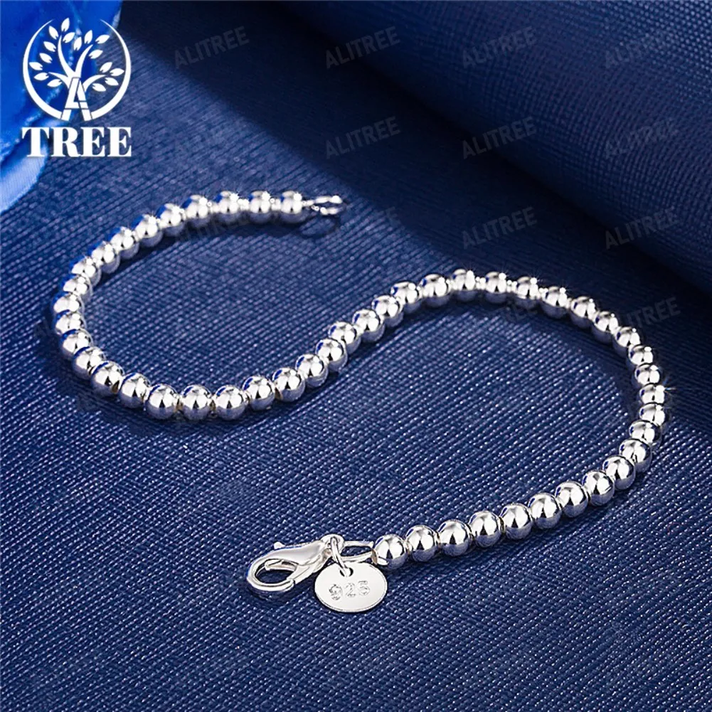 Christmas gifts charm 925 Sterling Bracelet 4MM beads chain 16-23cm for woman Popular brands jewelry fashion Wedding party
