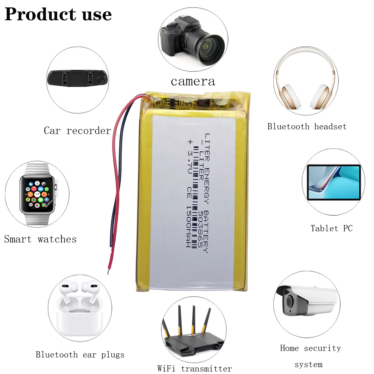 بطارية ليثيوم أيون 3.7 فولت بطارية 503865 1500 مللي أمبير قابلة للشحن بطارية ليثيوم ليبوليمر الخلية ل MP3 سماعة بلوتوث ساعة تيار مستمر