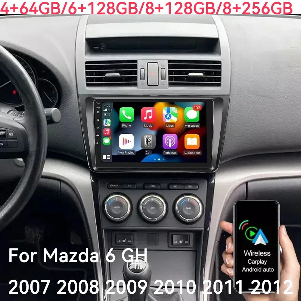 

Android 15 Carplay Auto для Mazda 6 GH 2007-2012 Автомобильный радиоприемник Мультимедийный видеоплеер Навигация GPS 4G + WIFI DSP 2din Головное устройство