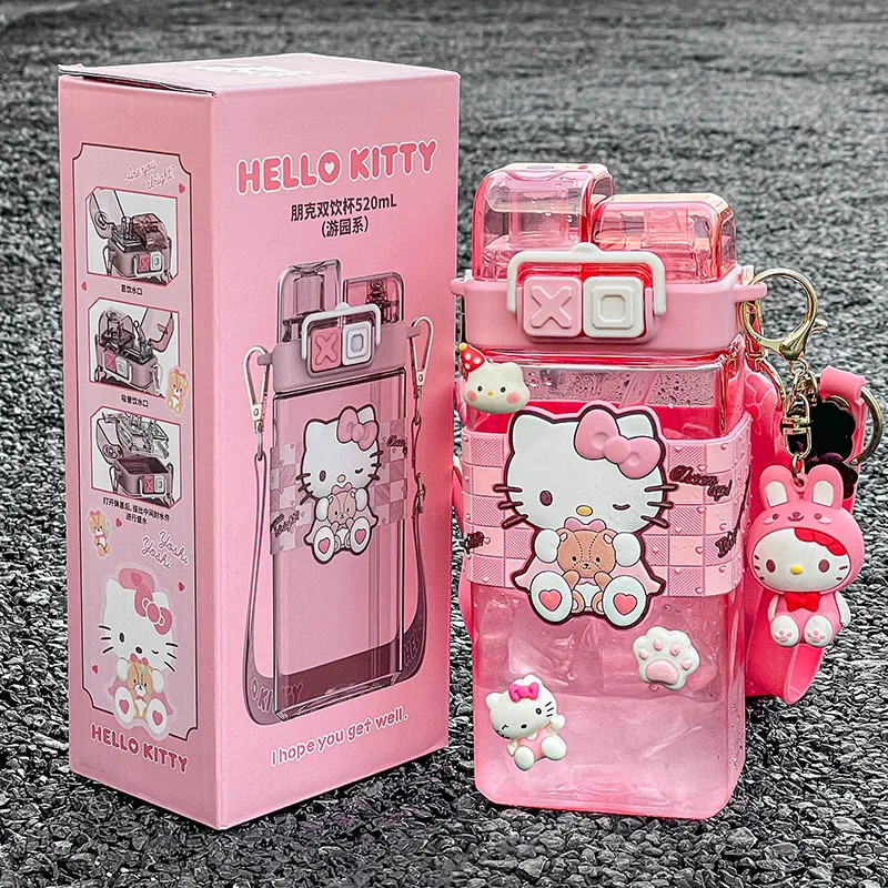 

Sanrio Cinnamoroll Plastic Sippy Cup Anime Kuromi Melody Cartoon Kawaii Sports Water Bottle Coffee Kids Water Bottle Gifts