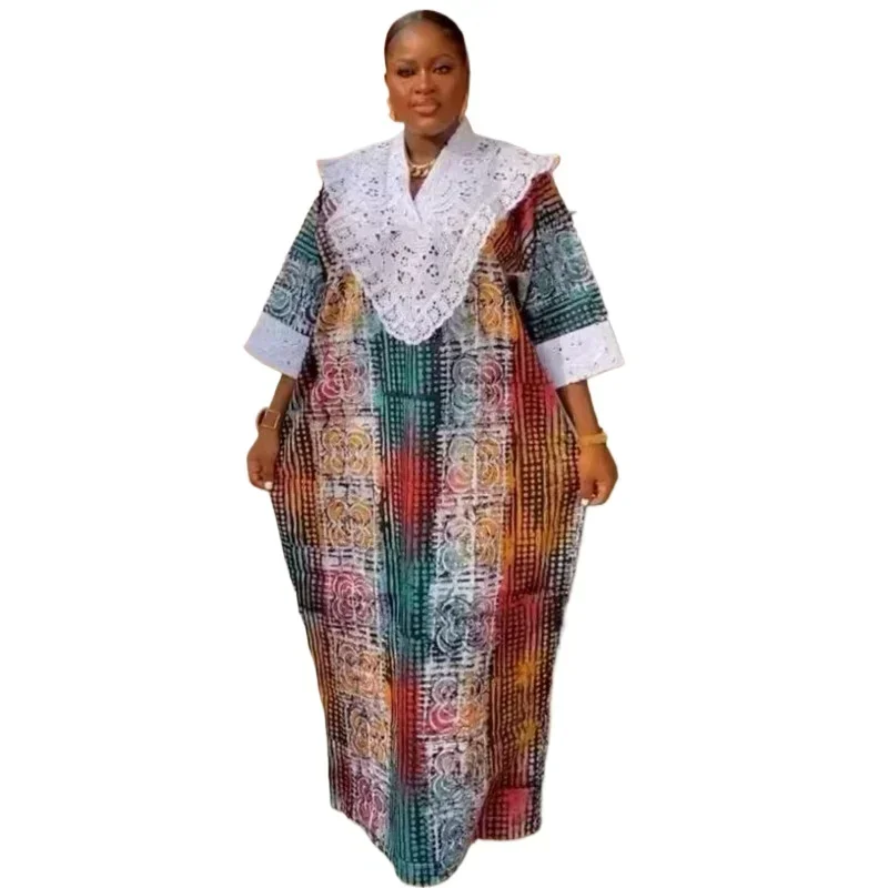 

African Dresses for Women Traditional 2024 Africa Clothing Dashiki Ankara Lace Outfit Gown Abayas Robe Muslim Kaftan Maxi Dress